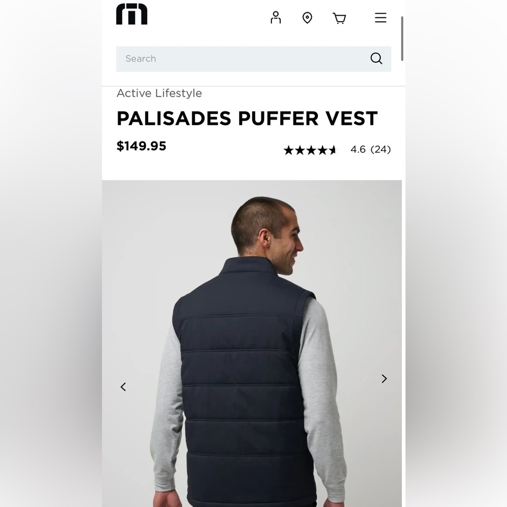 Travis Mathew Men's Gray Puffer Vest, Size XL - Picture 4 of 14